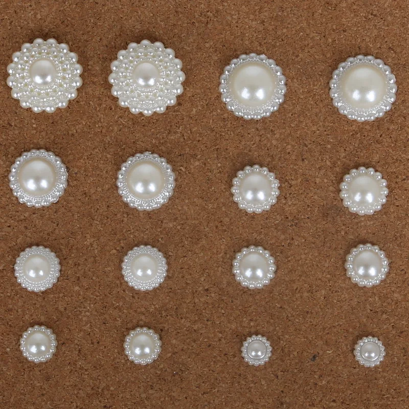 20-200pcs Flat Back Cabochon Imatation Plastic ABS Pearl Flower Ivory Beads for Scrapbook DIY Phone Decoration & Craft Making