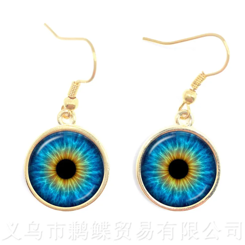 Evil Dragon Eye Earrings New Fashion Lovely Color Cat Eye Glass Cabochon Dome Handmade Drop Earrings For Women Girls Jewelry