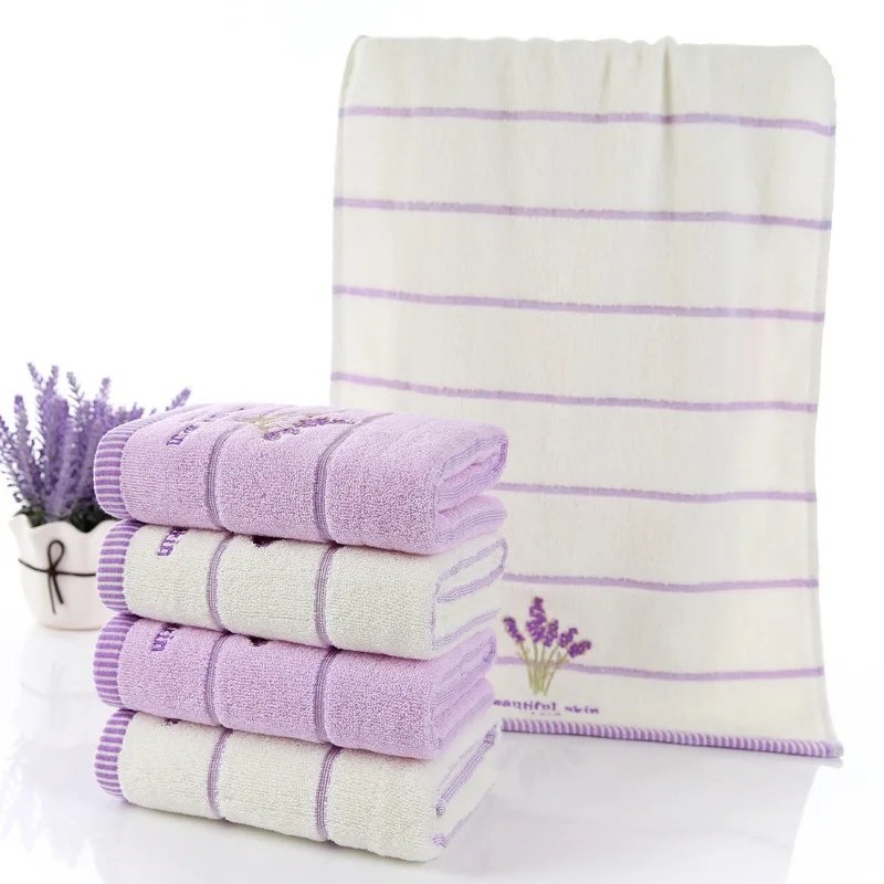 wholesale face towel 100%  cotton Lavender wash towel soft lady beauty pure hand towel 34*73cm for bathroom