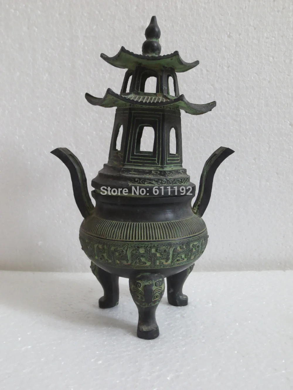 

Copper Brass craft Asian antiques china's home FengShui decoration censer,Handwork bronze Tower Incense burner