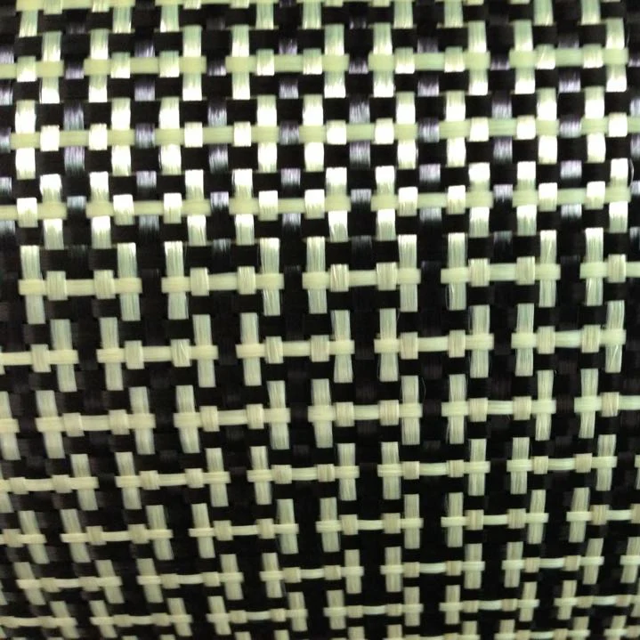 1100D / 3K 200gsm Yellow Kevlar & Carbon fiber mixed Fabric Plain Hybrid Carbon Kevlar Cloth 12