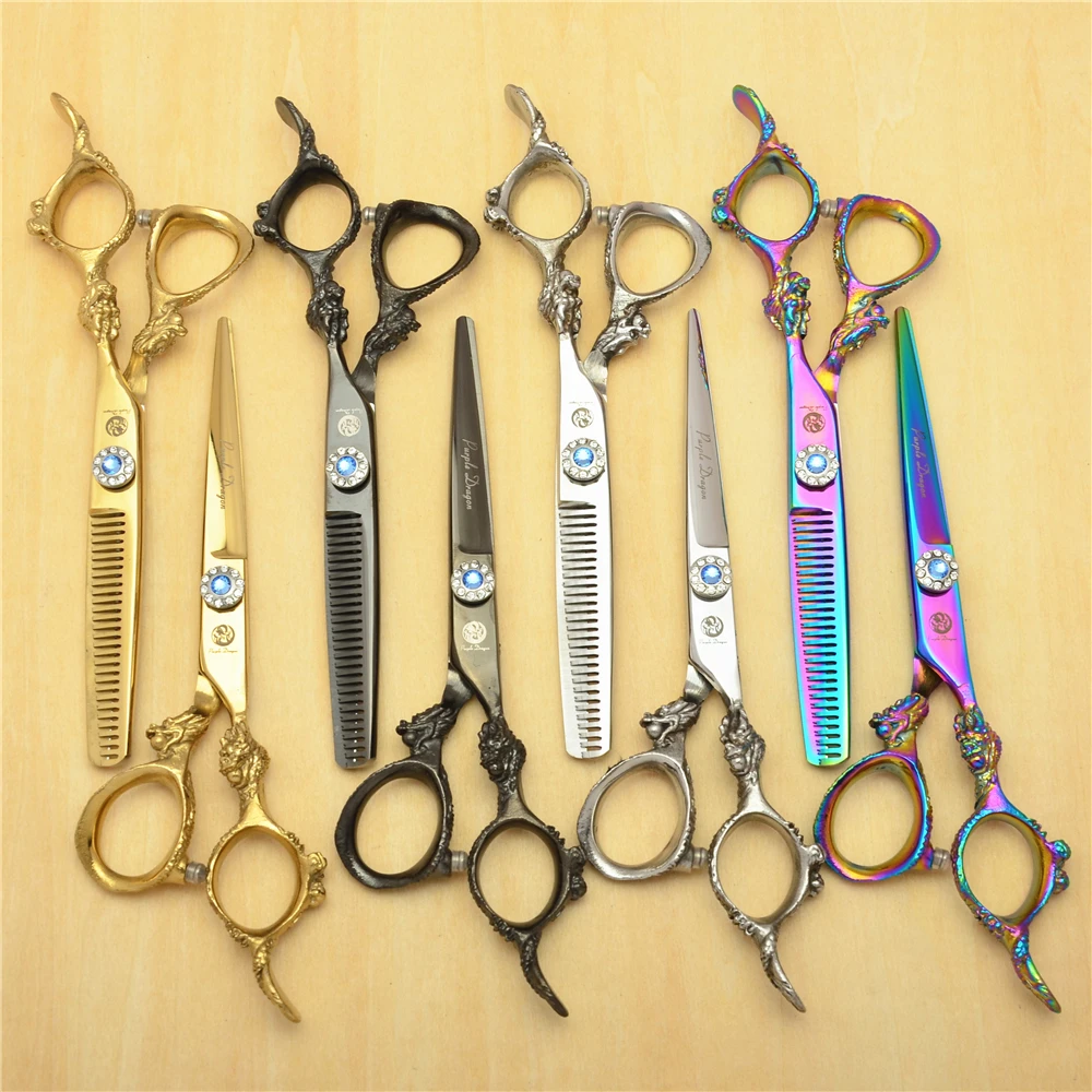 

9004# 6'' 17.5cm Dragon Carve TOPPEST Hairdressing Scissors JP 440C Cutting/ Thinning Scissors Professional Human Hair Scissors