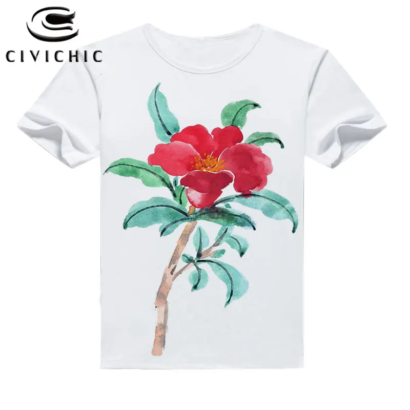 CIVI CHIC 2018 Chinese Style Summer T Shirt Women Floral Print Tops Tee Man Plus Size Oriental Ethnic Tshirt Groot Camisa WST122