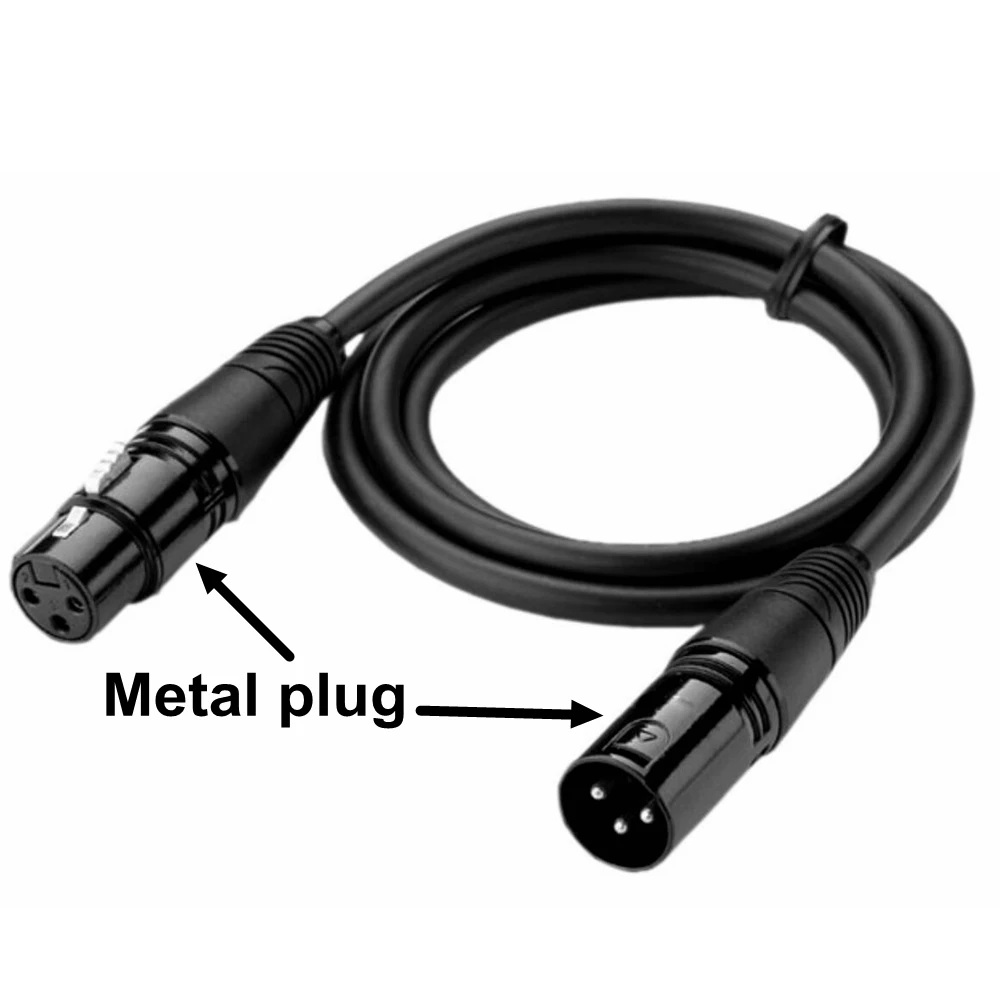 Metal Plug 3-Pin Signal DMX Cable DMX512 Stage Lighting Signal Cable LED Par Light Moving Head Light DJ Equipment 1M Dmx Cable