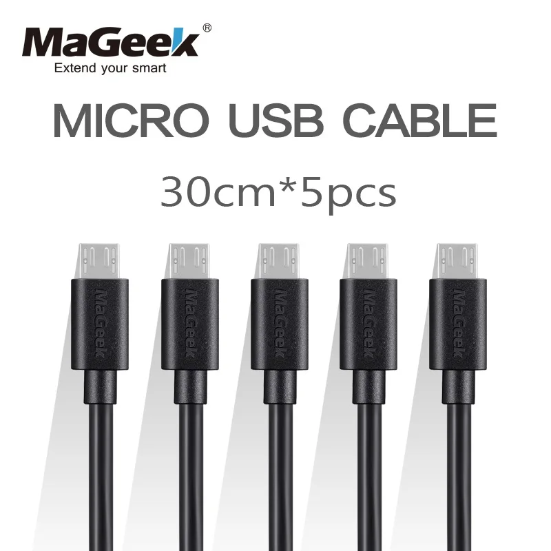 [5-Pieces] MaGeek 30cm/1ft x 5pcs Short Micro USB Cable High Speed Charger Mobile Phone Cables for Samsung HTC Xiaomi