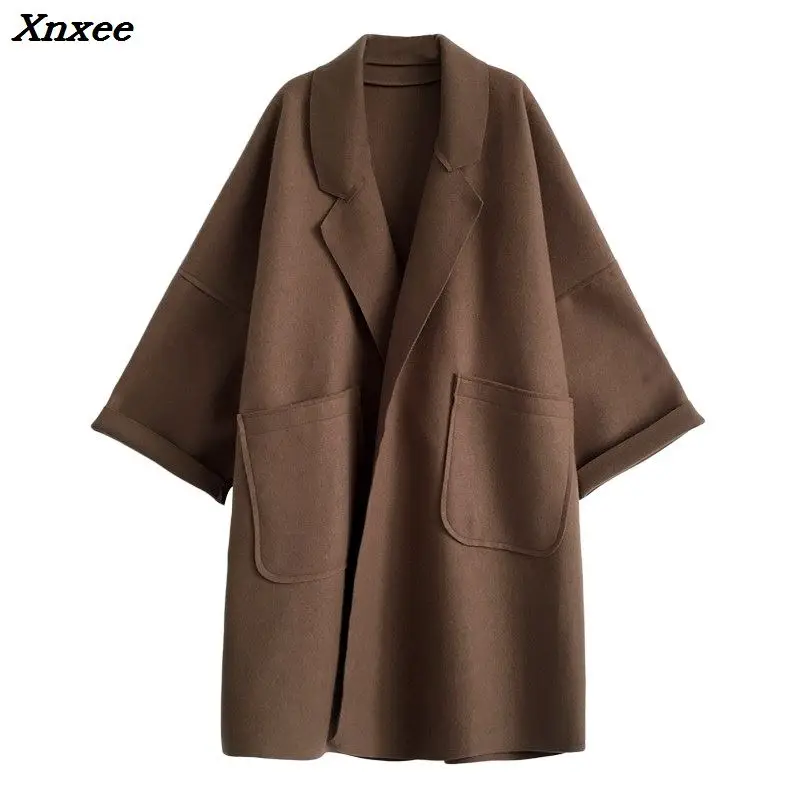 

Women Autumn 2018 Clothes Oversize Woolen Cloak Jacket Coat Xnxee