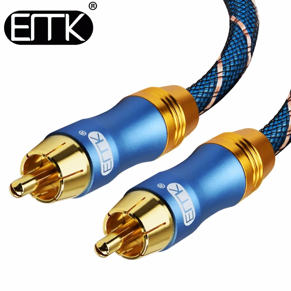 EMK Subwoofer Cable RCA to RCA Cable Digital Coaxial Audio Cable Dual Shielded Gold Plated 5m 10m