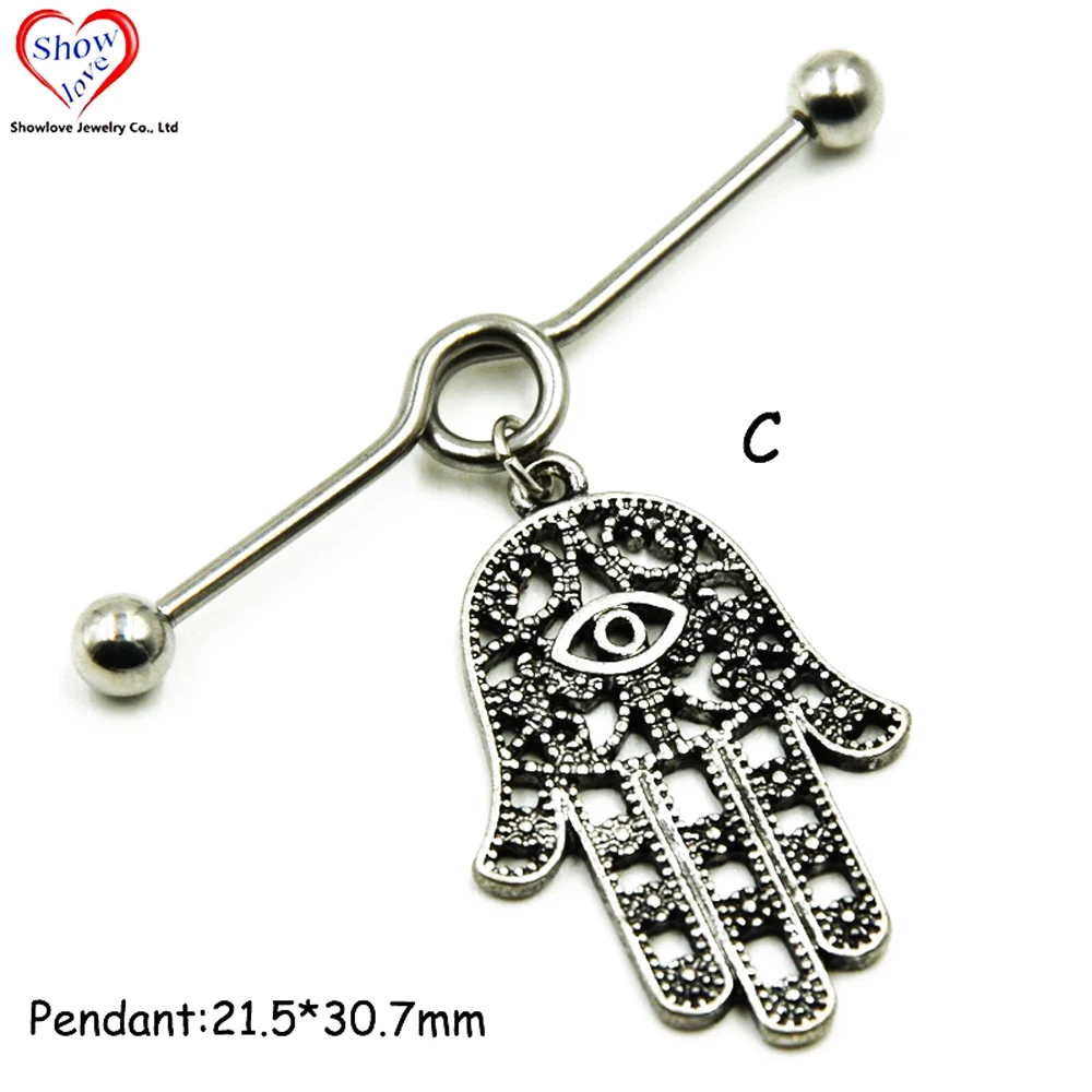 1Pcs Surgical Steel  Charming Dangling Ear Industrial Barbell Piercing Earring Stud Scaffold Bar Body Jewelry