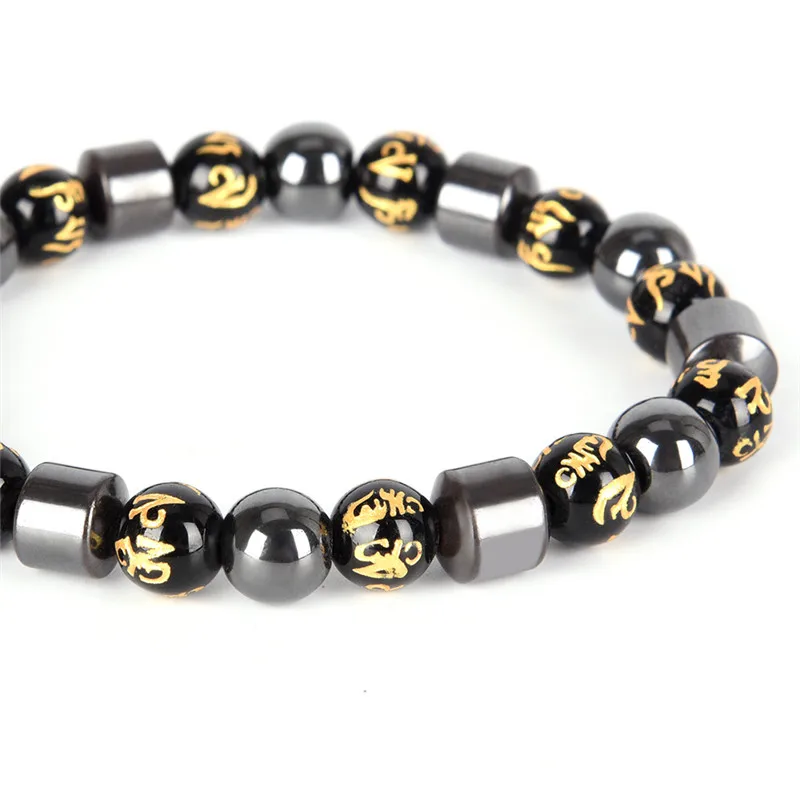 Golden&Black Magnetic Weight Loss Bracelets Hematite Beads Bracelet Charm Natural Stone Bracelets  For Women Men - view 4