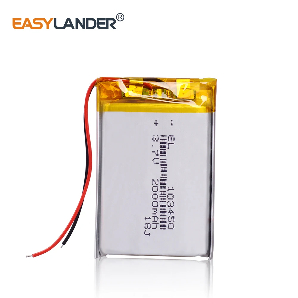 1/2/4 High Capacity 103450 3.7 V Lithium Polymer Battery 2000 Mah Li-po Li-polymer MP5 GPS Bluetooth Speaker Cells headphone amp