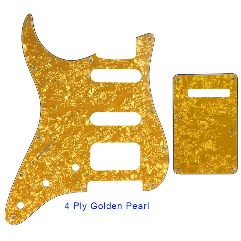 Pleroo Guitar Parts - For US Fd Left Handed Strat 72' 11 Screw Hole Standard St Humbcker Hss Guitar Pickguard & Back Plate