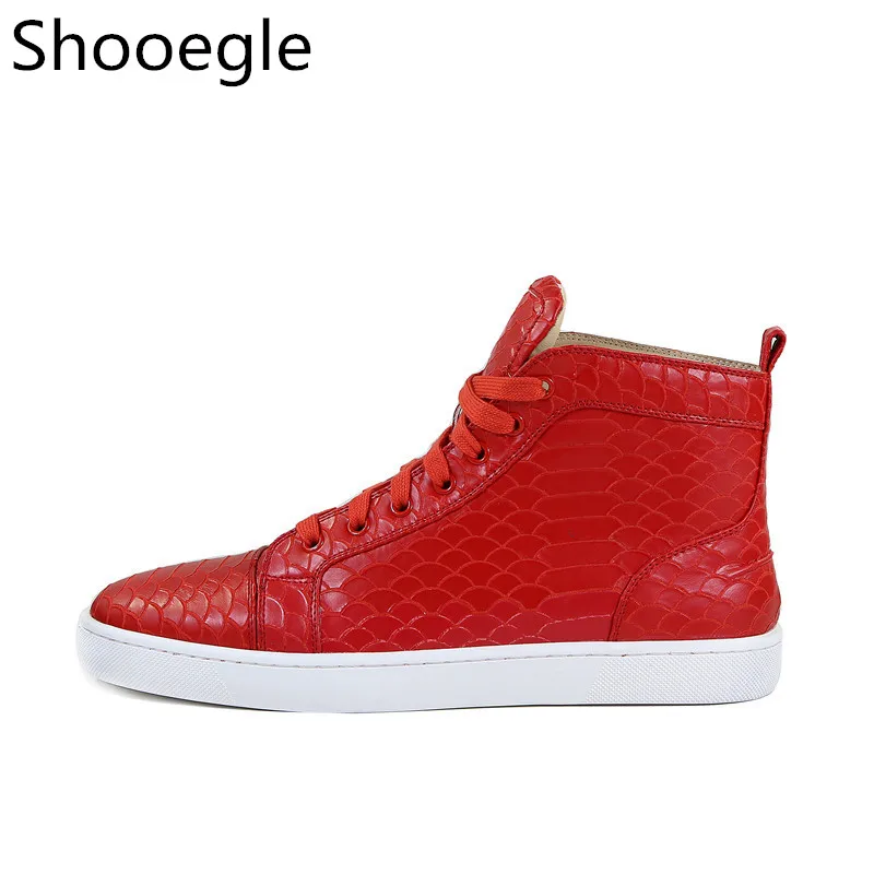 

Red Alligator Print Lace Up High Top Men Casual Shoes Fashion Men Sneakers Runway Chaussures Hommes