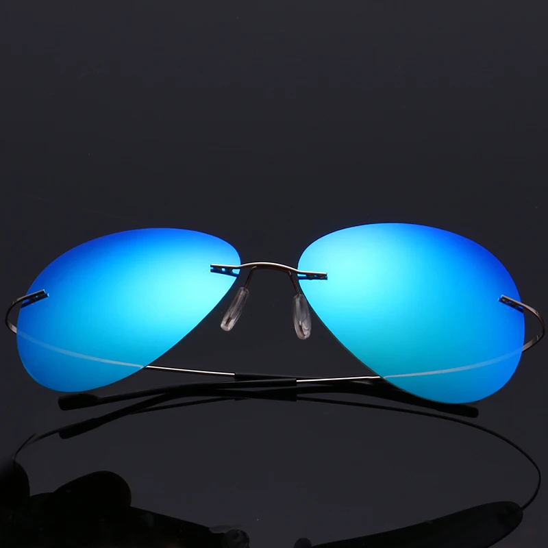 2025 NEW Cool 100% Pure Titanium Rimless Sunglasses Polarized Glasses Grey Super Thin Lenses Sun-shade UV400 Protection Oculos