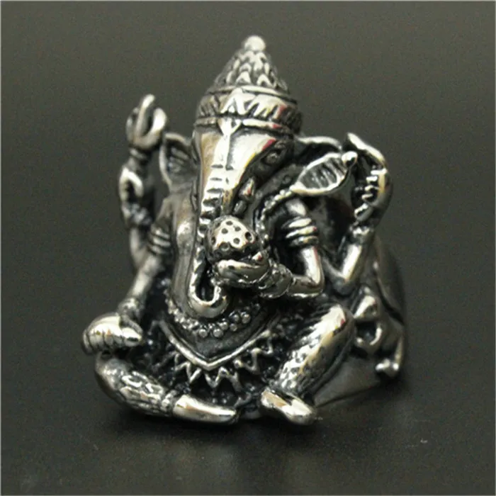 1pc New Arrival Cool Ganesh Ring 316L Stainless Steel Man Boy Fashion Hot Band Party Ganesh Ring