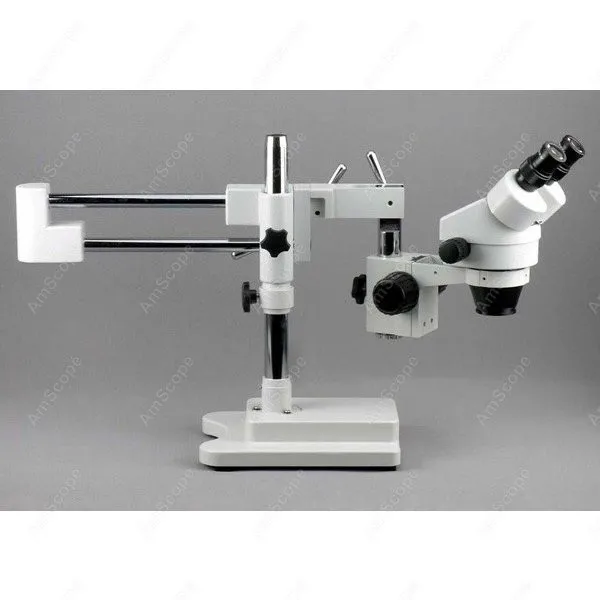 Binocular Stereo Microscope--AmScope Supplies 7X-90X Binocular Stereo Zoom  with Double Arm Boom Stand