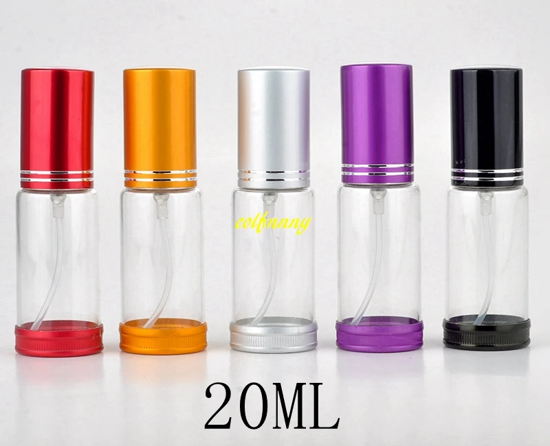 300pcs/lot Fast shipping 20ML Portable Glass Perfume bottle With Aluminum Anti wrestling ring Atomizer Empty spray Parfum Case