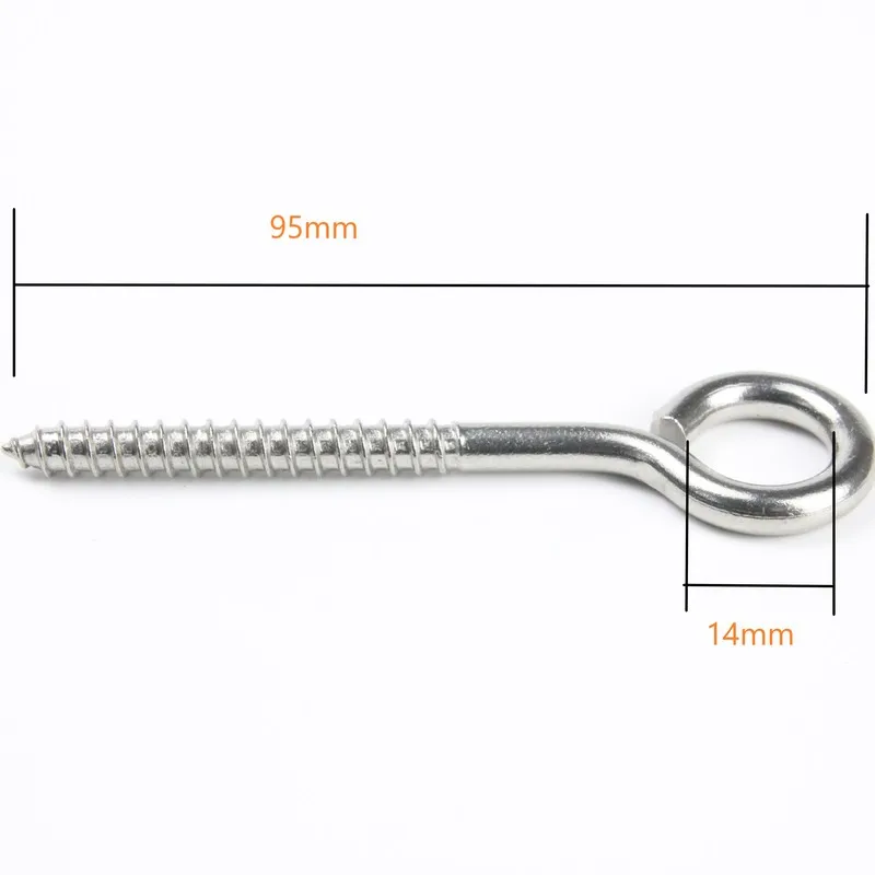 2pcs 95mm Big Eye Screw Bolt Hook 304 Stainless Steel Screw Eye DIY Rope Accessories Wood Screws Jewellery Accessories