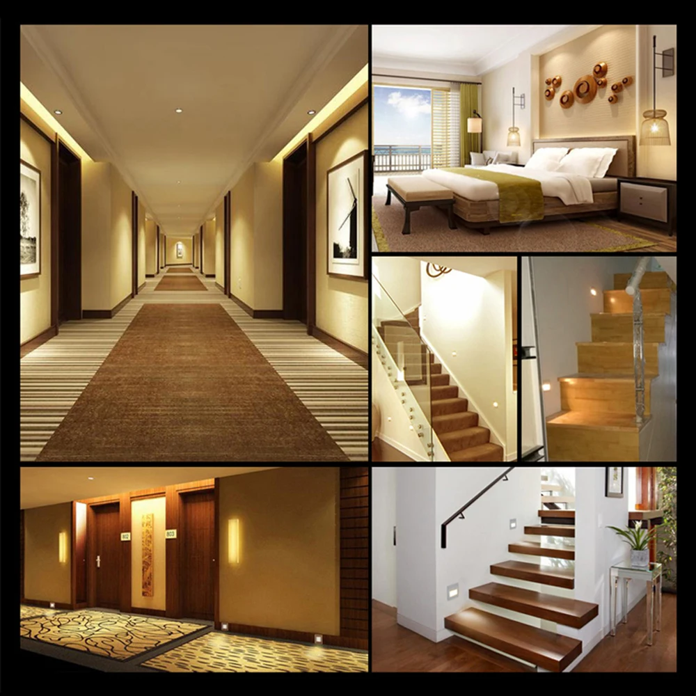 LED Stair Light Embedded Wall Lamps Intelligent PIR Sensor Kitchen Step Staircase Corridor Bedroom Bedside Smart Indoor Lighting
