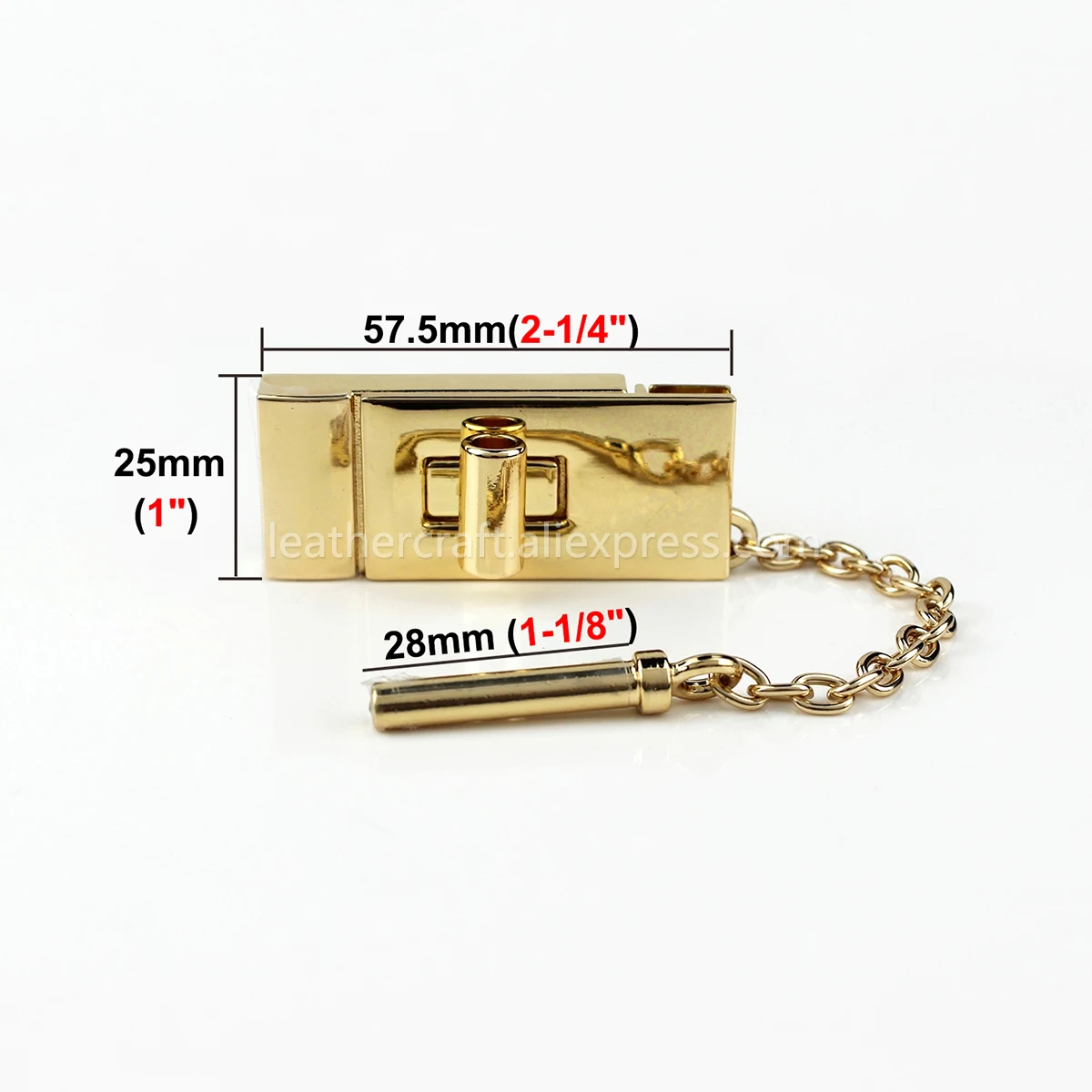 1pcs Metal Rectangle Twist turn Lock Bag lock handbag luggage lock with chain Leather Craft Clasps hardware