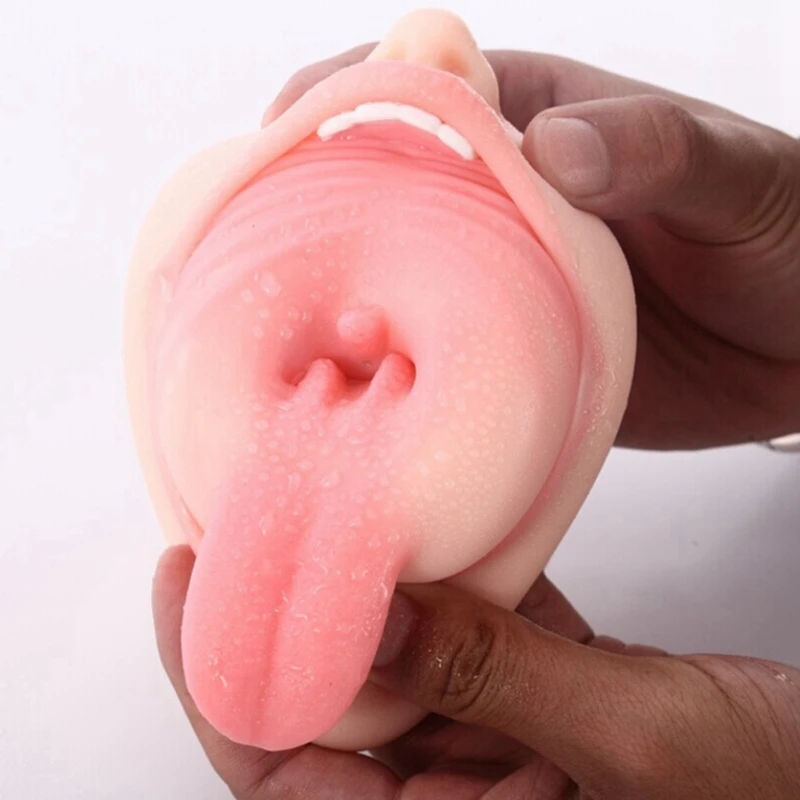 Realistic Vagina Male Masturbator Oral 3D Deep Throat With Tongue Masturbation Cup Real Pussy Aircraft Cup Oral Sex Toys For Man