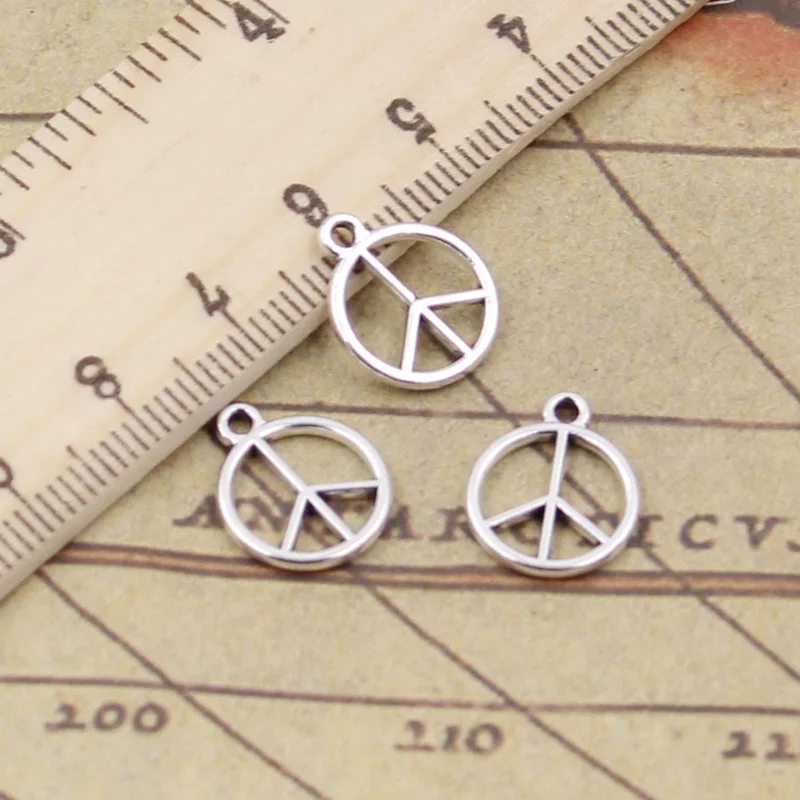 50pcs Charms Lovely Peace 14x12mm Tibetan Pendants Antique Jewelry Making DIY Handmade Craft For Bracelet Necklace