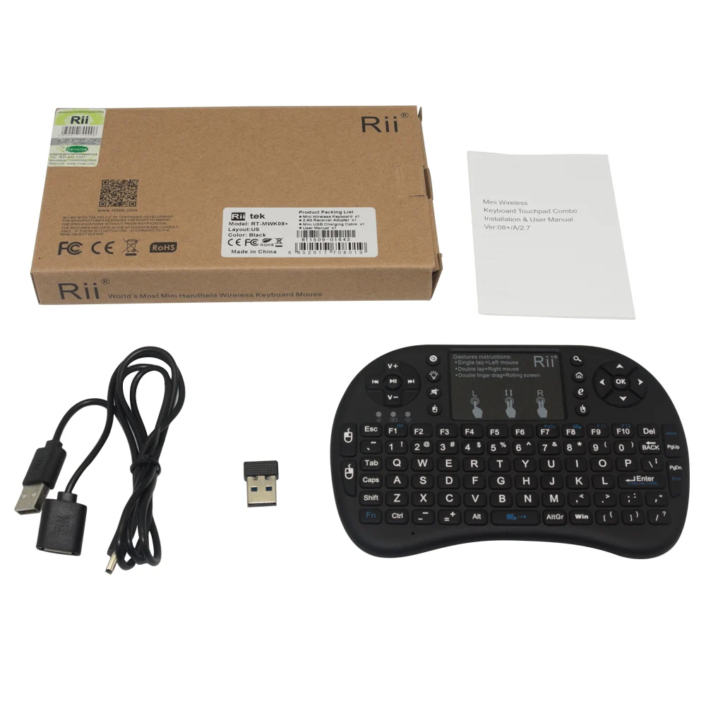 New Backlit Keyboard Rii i8+ 2.4Ghz Wireless English Keyboard with Touchpad Backlight for Mini PC, Smart TV, Android TV Box, PC