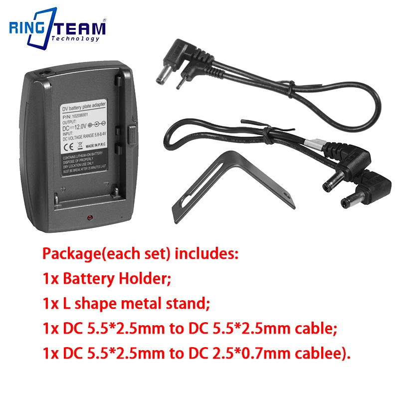 DC 12V Power Supply Kit for Lights Monitors BMCC BMPCC BMPC Camcorder Include 1x NP-F750 Battery & 1x Mount Adapter Plate Holder