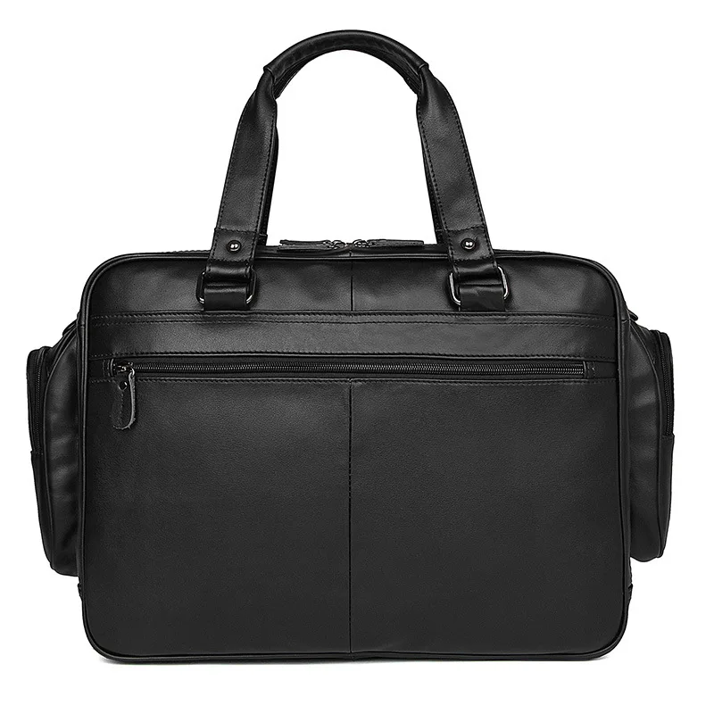 Nesitu-maletín de cuero genuino de gran capacidad para hombre, bolsas de mensajero para ordenador portátil de 15,6 pulgadas, Cartera de viaje de negocios, color negro, M7150