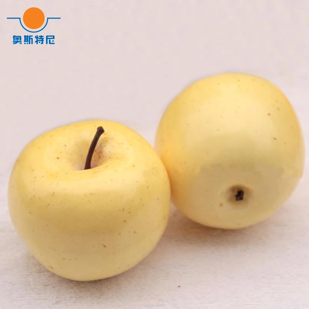 8pcs 8cm Size Plastic Fake simulated artificial Yellow apple Fruit model