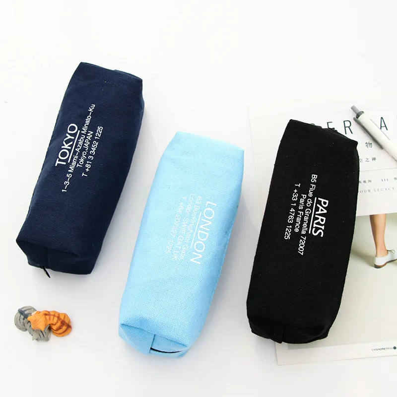 Fashion London Paris Tokyo Printing Pencil Case Office School Supply Stationery Student Pencilcase Women Cosmetic Storage Bag