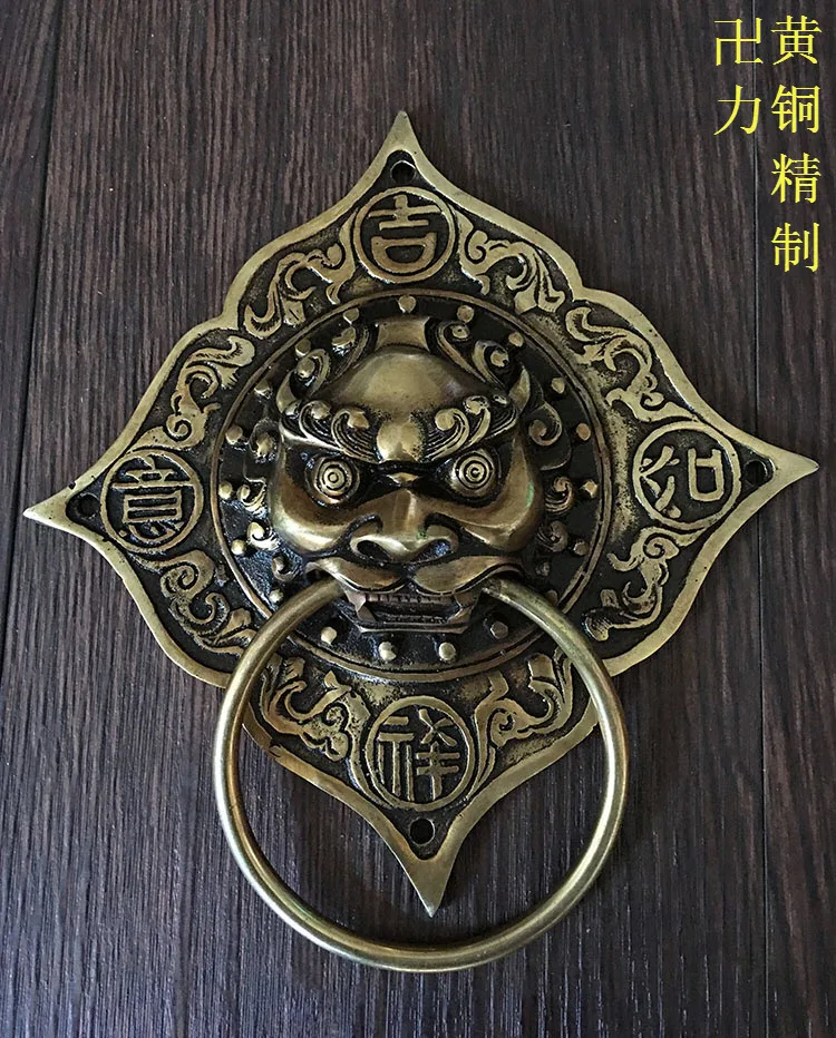 

Chinese antique wood door handle door handle copper lion glass door knocker Shoutou copper handle