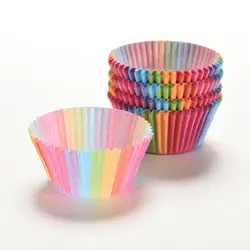 100 Pcs Rainbow color cupcake liner baking cup cupcake paper muffin cases Cake box Cup tray cake mold decorating tools