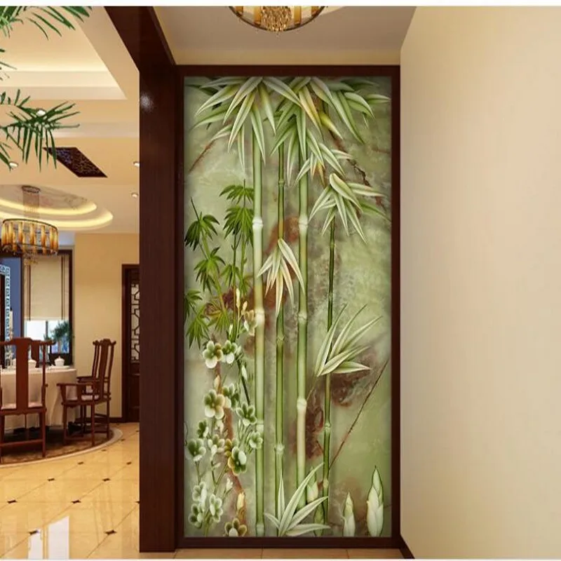 

wellyu Customized large - scale murals Bamboo forest Marble relief Stone entrance aisle TV backdrop non - woven wallpaper