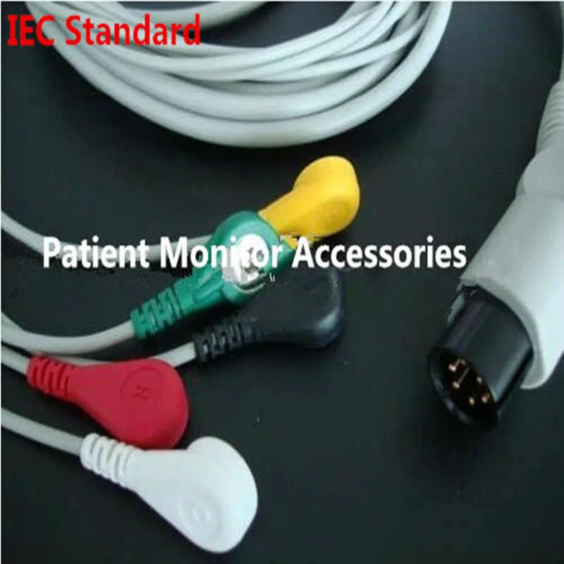 

Free Shipping Generic AAMI 6 Pins One-piece 5 LeadS ECG Monitor Cable Snaps For Monitor Mindray PM7000/8000/9000 IEC .TPU