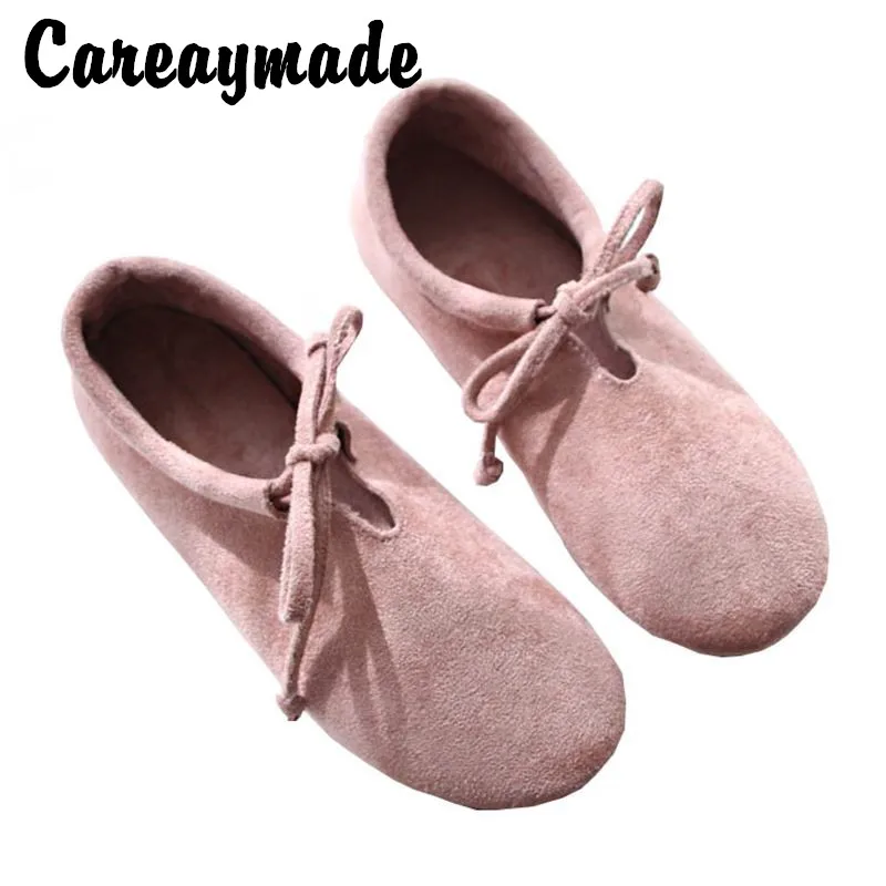 Careaymade-Spring/Summer art casual shoes,Shallow Mori girl lace up shoes,Soft sole scrub flock ventilation shoes,6 colors