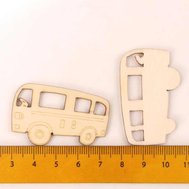 Home Decoration Accessories Painting Scrapbooking Craft Wooden DIY Transportation Vehicles Shape Handmade 40-50mm 10pcs