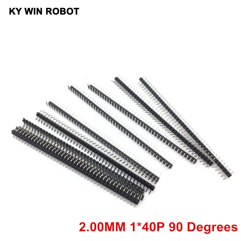 10pcs /Lot 2mm 1*40 Pin Pitch Male Single Row Straight Pin Header Pin Connector 2.00mm 90 Degrees