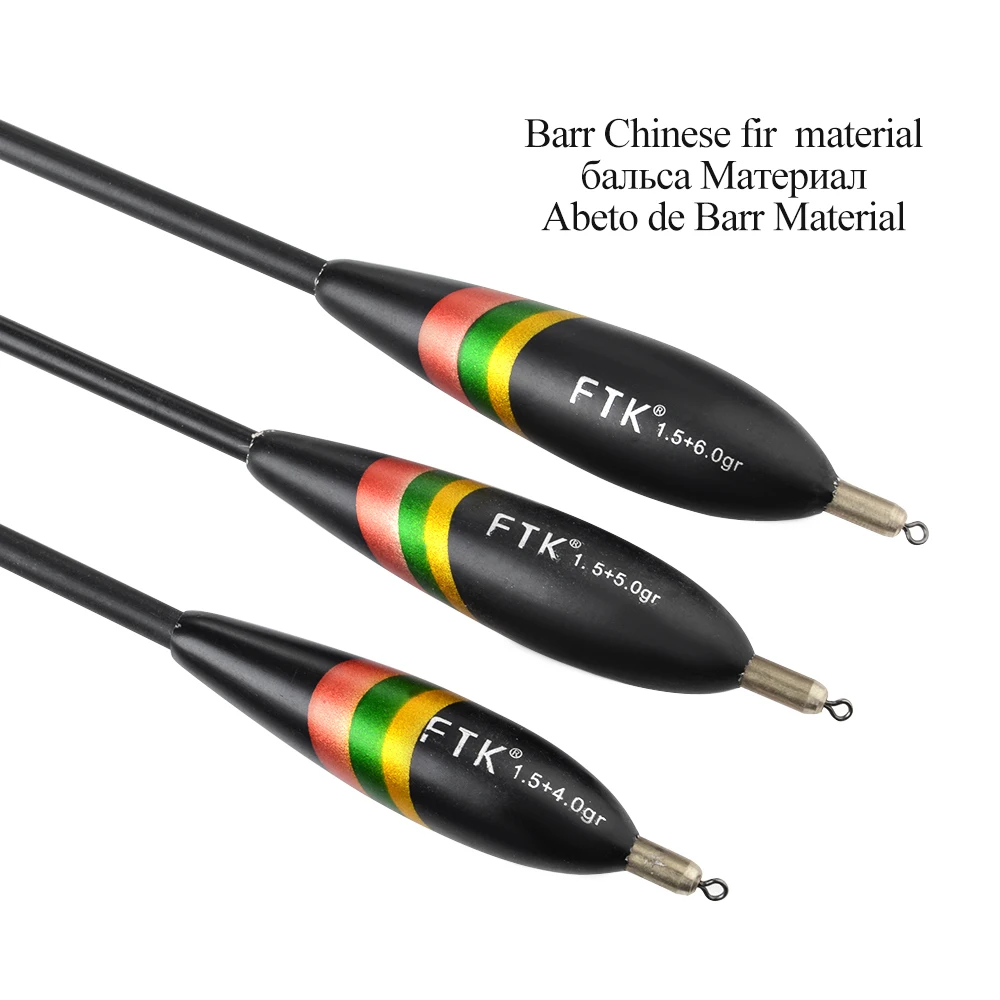 FTK Barguzinsky Fir Float 3PCS/LOT 1.5+4.0gr 1.5+5.0gr 1.5+6.0gr Bobber Vertical Buoy Mixed Size carp fishing peche accesoires