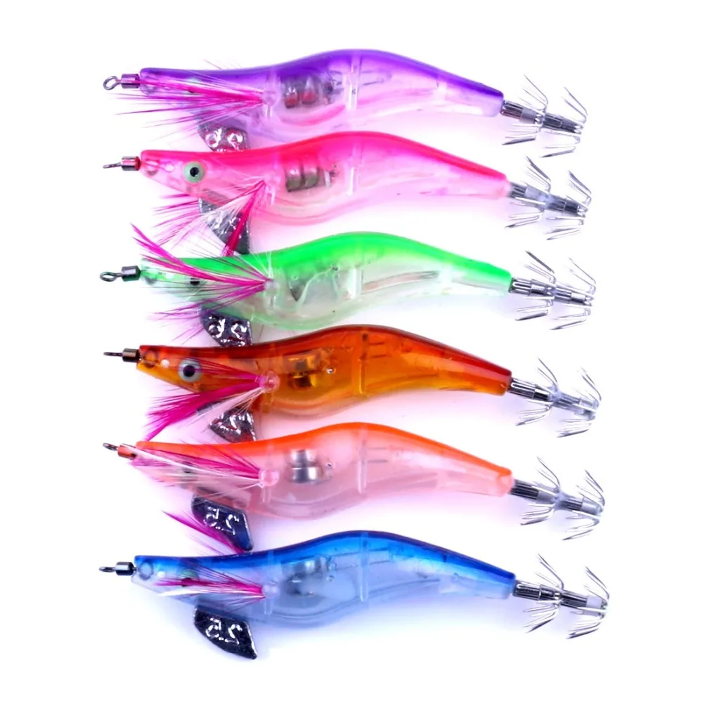 

Hot 30pcs LED Electronic Luminous Shrimp Lure 10.5cm 12g Light Fishing Lure Cuttlefish Lure Bait Squid Jigs Fishing Hooks