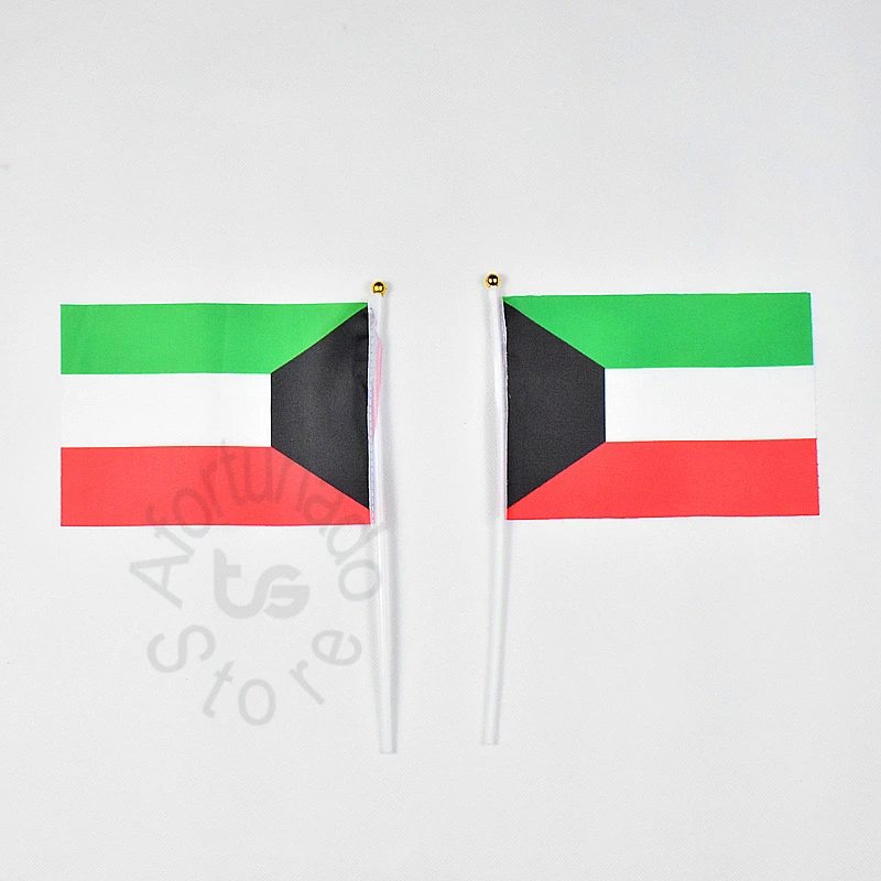 Kuwait  14*21cm 10pieces flag banner  Hand waving Flag  National Flag for meet,Parade,party.Hanging,decoration