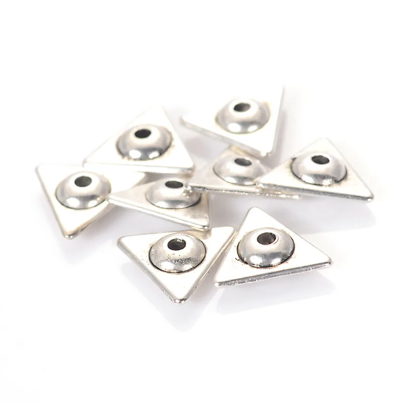 New Arrival 50 Pcs/Lot Tibent Style Antique Silver 12x4MM Triangle Zinc Alloy Spacer Beads For Diy Handmade Jewelry Making