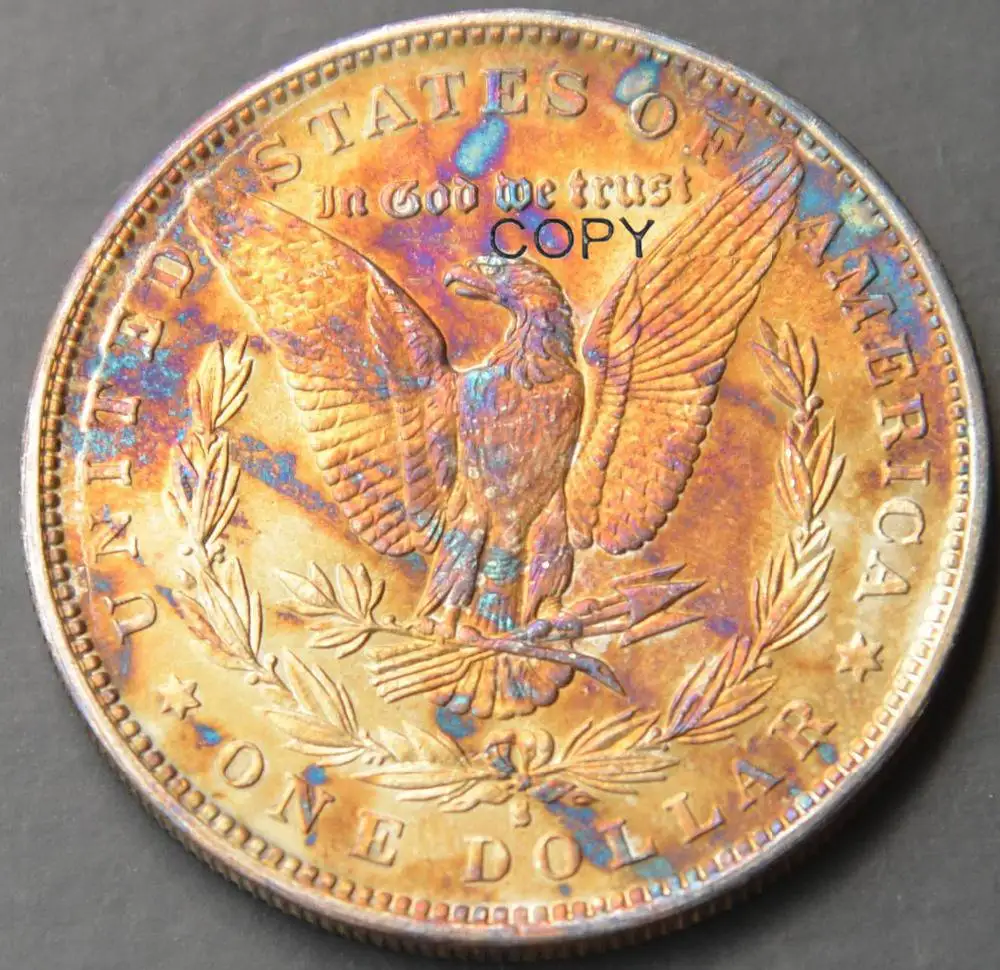 High imitation Morgan 90% Silver 26.7grams Beautiful color Copy Coins 1894-S One Dollar