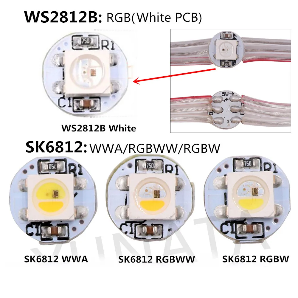Panel de luces LED presoldadas con placa disipadora de calor, módulo de cuerda de 5V WS2812B SK6812 RGBW RGBWW WWA direccionable individualmente,