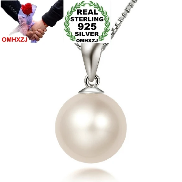 

OMHXZJ Wholesale jewelry round woman fashion kpop star pearl 925 sterling silver pendant Charms PE51 ( NO Chain Necklace )