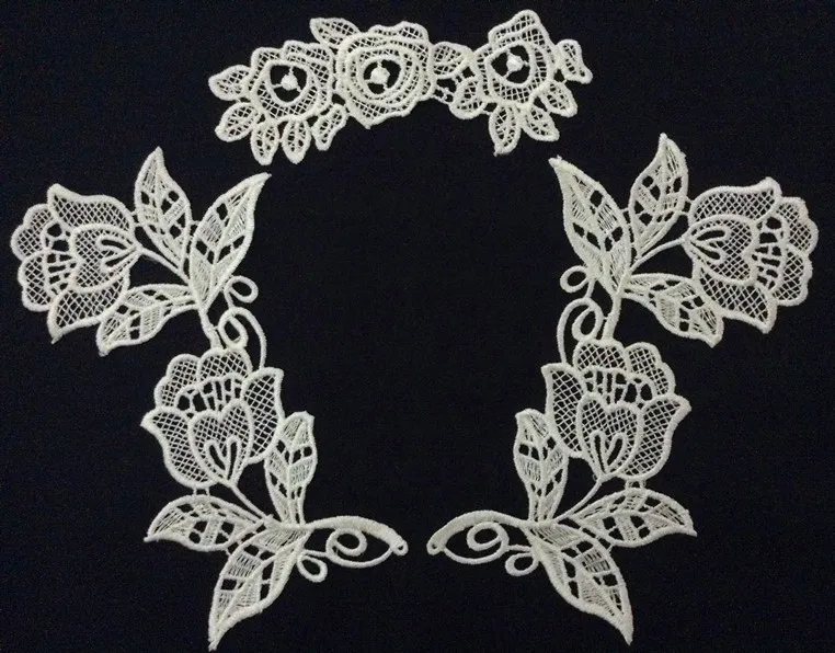 

16.5cm*9.5cm/13.1cm*5cm water soluble embroidery set appliques,wedding dress chest applique,XERY-BQ1122A