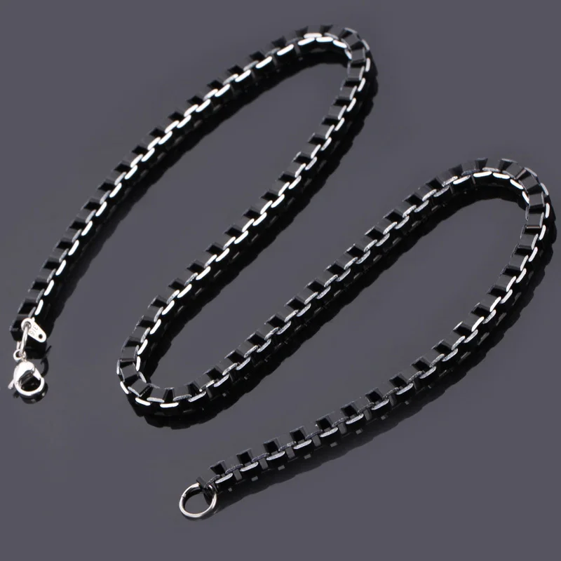 U7 3MM/6MM Box Link Chain Stainless Steel Collar Alloy Square Chain Men Jewelry Trendy Cool Necklack Gift Wholesale N306 QC24