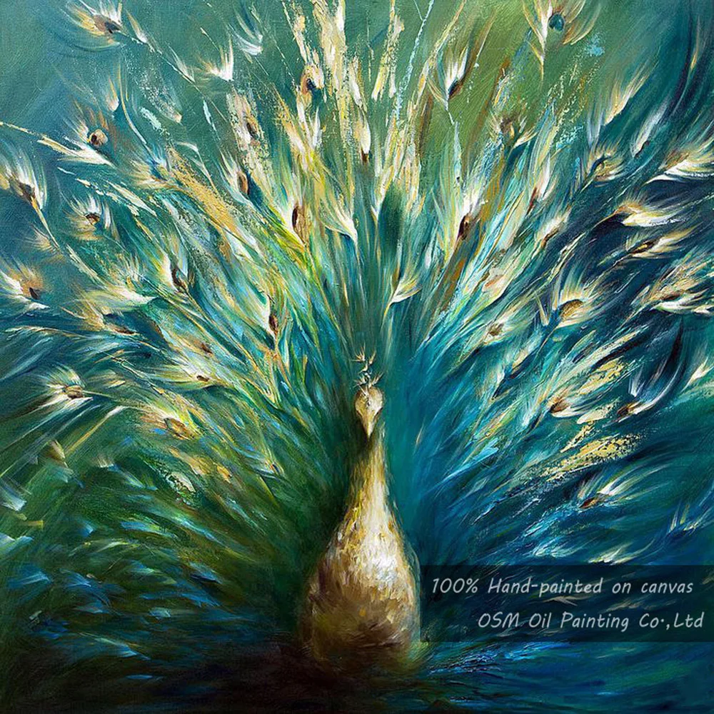 

Most Beauty Best Quality For Wall Decoration Superb Skills Artist Handmade Modern Pop Designed Peacock Oil Painting On Canvas