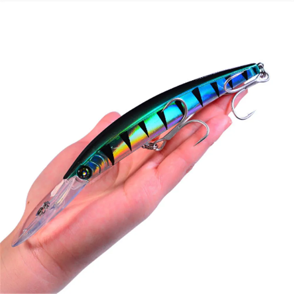 FISHINAPOT 1PCS 17Cm 26Gบิ๊กเหยื่อHard Minnowเลเซอร์เหยื่อตกปลาBassสดน้ำHook Crankbait Wobblers 3Dตา10สี