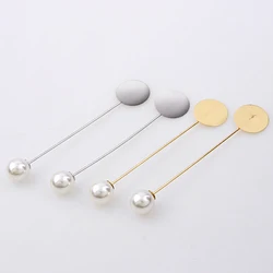Factory Luxury Gold & Silver Plated Simulated Pearl Alloy Copper Long Brooch Pin DIY Lapel Dress Jewelry Brooches Accessories