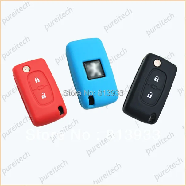 

PREISEI 30pieces/lot 2 Buttons Silicon Key Covers Protector Bag For Peugeot Citroen Flip Remote Key